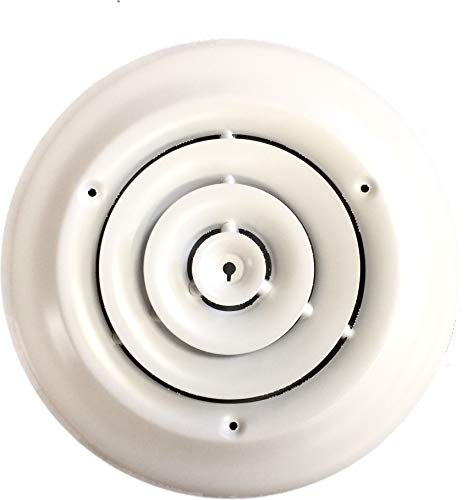 HBW 6  Round Ceiling Diffuser White Powder Coated with Outside Dimension of 10  Fitting in 6  Duct