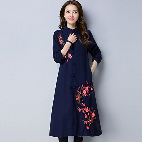 Manteau long femme brodé à col montant veste oversize GZ ample et confortable en taille L