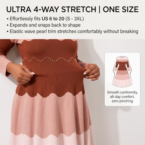 Midi Dresses for Women Fall 2026 Pearl Elegant Church Viral Bouncy Dress - image 5