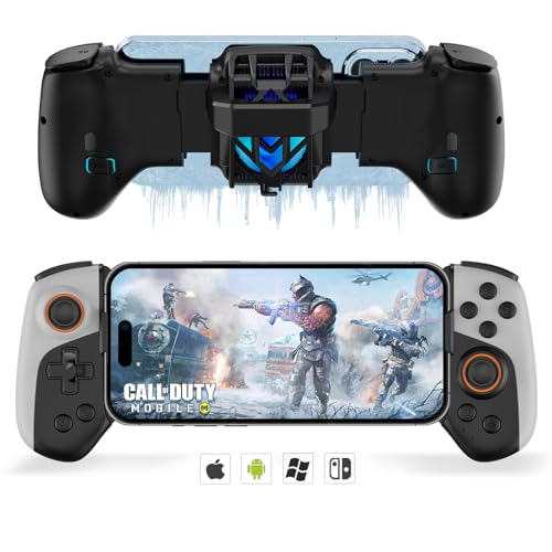 arVin Mobile Gaming Controller for iPhone & Android with RGB Cooling Fan/Turbo/Back Button/Vibration,Wireless Gamepad for iPhone 15/14/13/iPad/iOS/Galaxy 22/21/20/Tablet/PC/Switch/Call of Duty/Genshin