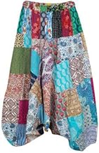 Eco-Friendly Recycled Hippie Boho Festival, Blue Cotton Yoga Pants S/M/L