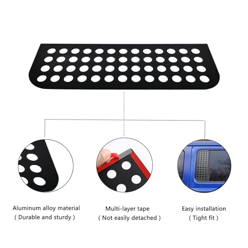 Image of Rear Door Window Decals Aluminum Alloy Glass Panel Cover for 2018-2026 Wrangler JLU Gladiator JT (Porous)