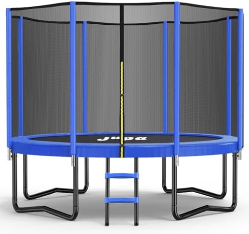 JUPA Trampoline 8FT 10FT 12FT 14FT, Outdoor Tramp with Enclosure Net, 410LBS Yard Trampoline for Kids – Recreational Anti-Rust Trampolin for Kids and Adults with Ladder