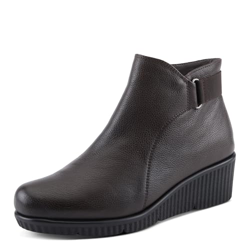 Spring Step Women's ABRUZZO Ankle Booties with Pebbled Leather, Modern Wedge Sole, and Removable Insoles
