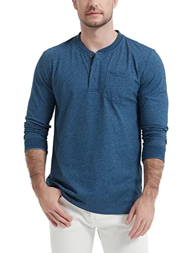 Magcomsen Men's Cotton Shirt Long Sleeve Henley Shirt With Pocket Spring Button Down Shirts Lightweight Casual Tshirts Creamy White,M #TOP1