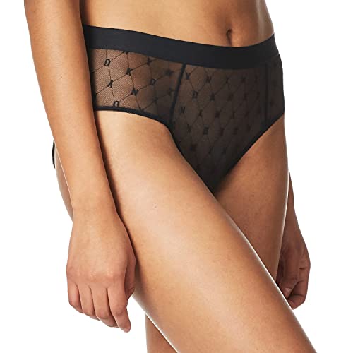 Dkny Women's Monogram Mesh Midi Brief Panty, Black, Medium #TOP1