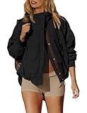 Qiaomai Womens Casual Jackets Warm Fleece Lined Windbreaker Tripper Jackets Outerwear with Pockets (Black-S)