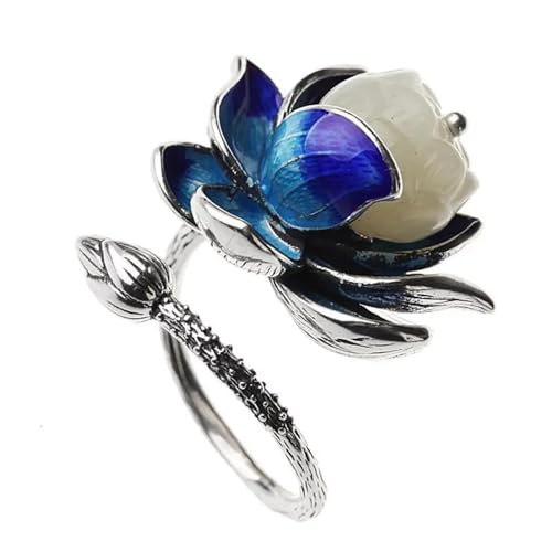 Bague lotus rétro en argent | Le cadeau d'anniversaire idéal au style asiatique
