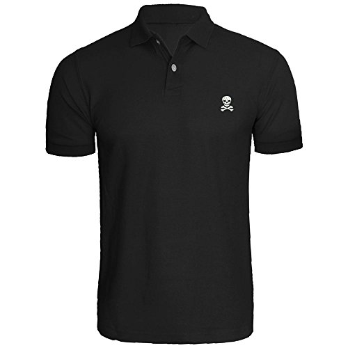Mens Skull & Crossbones Embroidered Polo Shirts Men Shirts Black