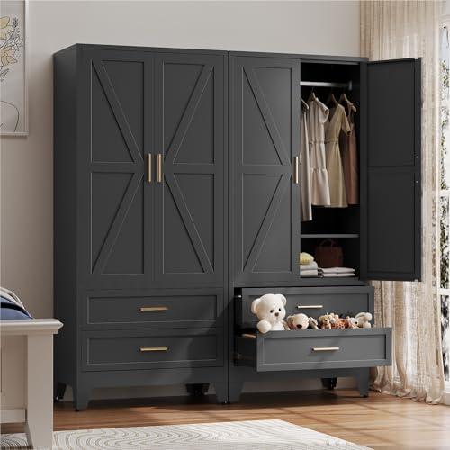 Baborokic Metal Wardrobe Cabinet wi...