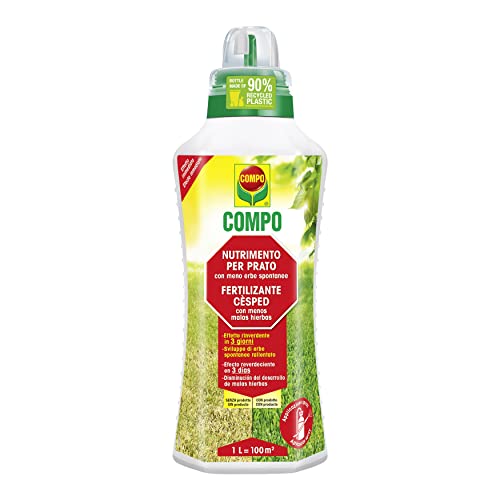 COMPO Fertilizante Césped, Reduce las malas hierbas, Efecto reverdeciente, Líquido, 1 L