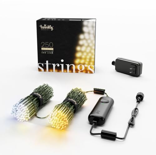 Image of Twinkly Strings 250 White LED 65ft Light String Black Wire Indoor /Outdoor