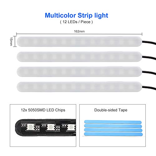Zwbfu Carro RGB LED Faixa de luz Atmosfera Pé Luzes ambiente Controlador APP Interior do carro Luzes