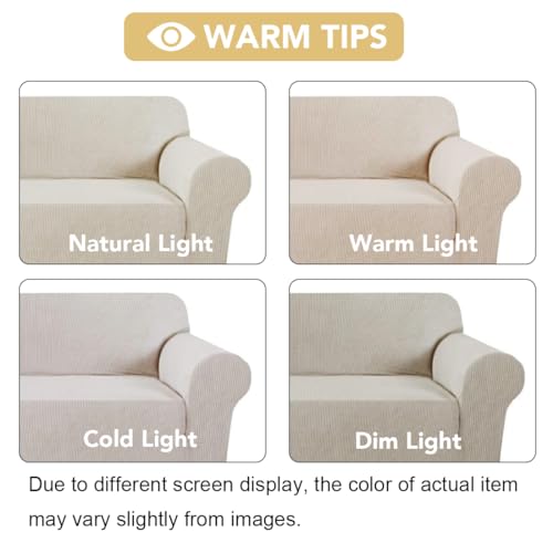 H.VERSAILTEX Stretch Sofa Covers for 3 Cushion Couch Covers Sofa Slipcovers for Living Room Feature Thick Checked Jacquard Fabric with Elastic Bottom, Sofa Large - Island Fossi - Image 4