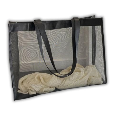 Bolsa Sacola de Tela com Zíper Preta – Bolsa de Praia, Piscina, Shows e Uso Diário