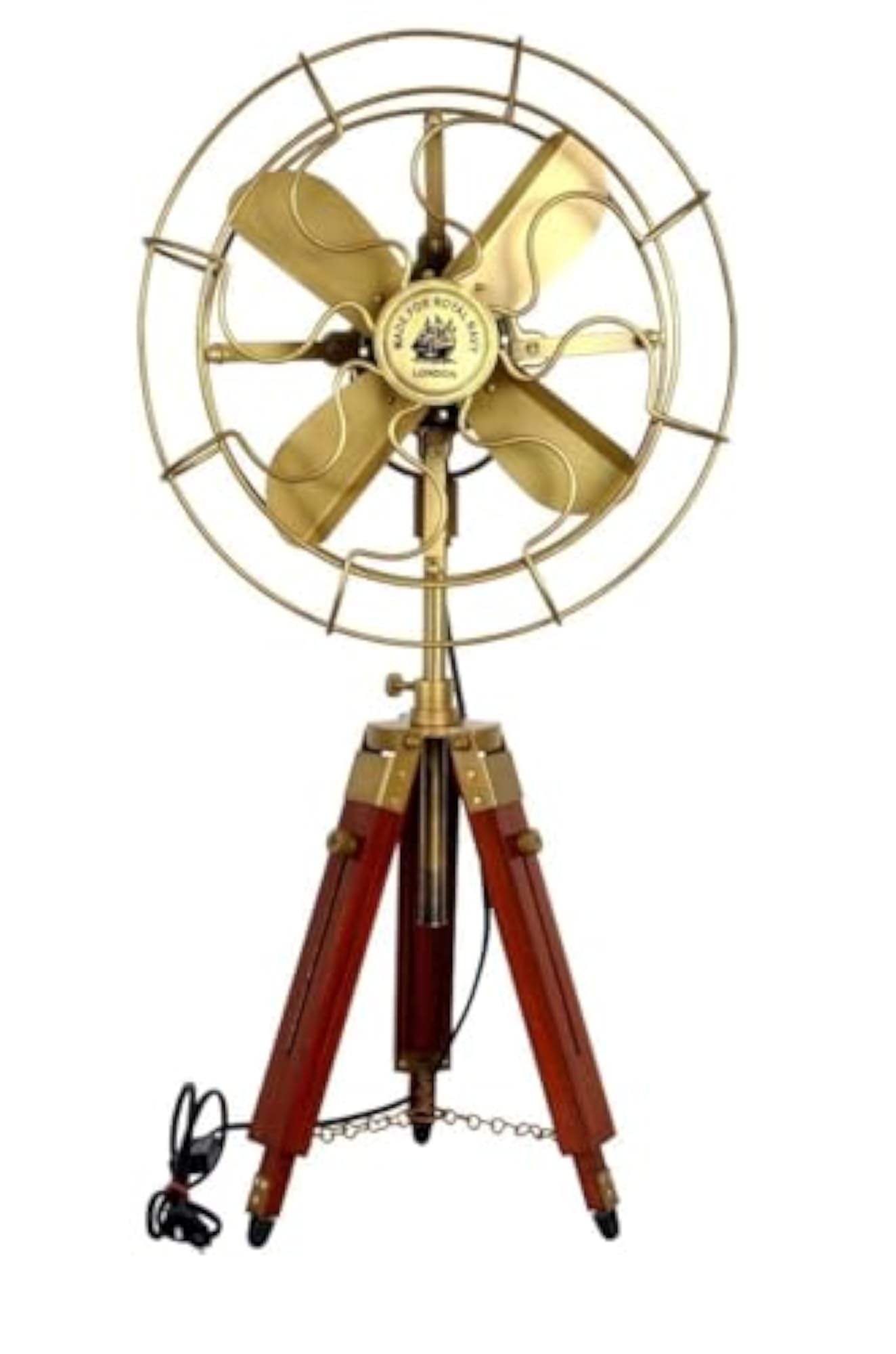 Antique Pedestal Fan with Wooden Tripod Stand