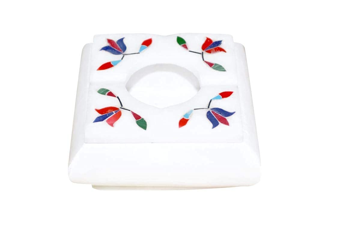 Meenakari Painted Work White Marble Ashtray 4 inch for cigrate and decor table-image-19
