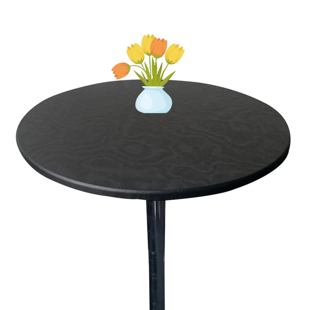 Morbuy Mantel de Elástica Ajustable Redondo, Manteles Impermeables Antimanchas Cubierta de Mesa para Decoración Hogar Cocina Comedor Fiesta Cafetería Jardín, Color Sólido (80cm,Negro)