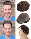 BEEOS Skinlike Real HD Lace Toupee Hair for Men, 8x10 Inch Bleached Knots HD Lace Front with Thin Skin Mens Hair Piece, 130% Density Natural Hairline Mens Wig Q6#6 Light Brown