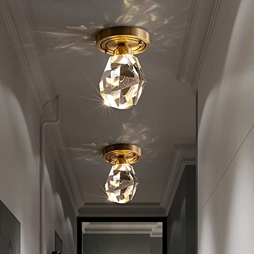 Lámpara de techo de cristal LED pequeña dorada para pasillos y techos bajos 5