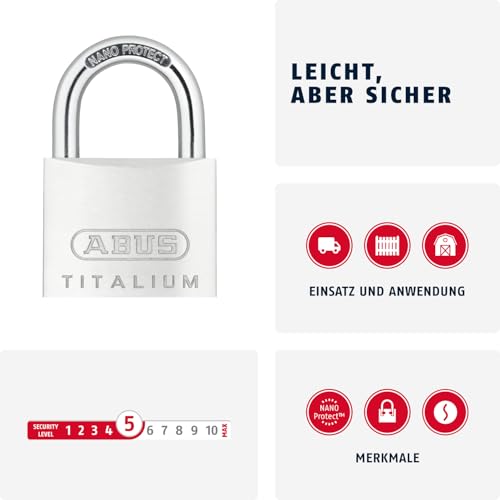 Abus Lucchetto Titalium 64TI/45 - Lucchetto Da Cantina Con Corpo Della Serratura In Alluminio Speciale - Grillo In Acciaio Temprato - Livello Di Sicurezza 5 - 2