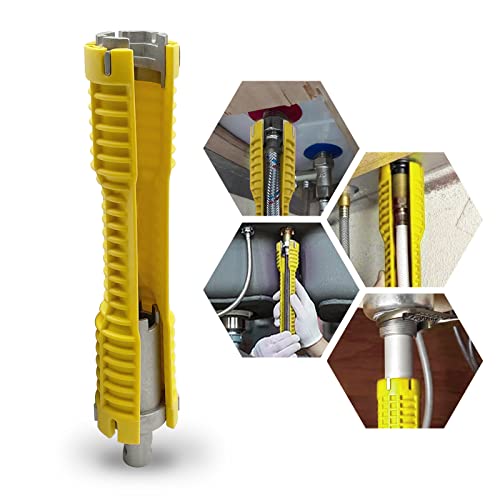 Image of Basin Wrench, Faucet and Sink Installer Tool Multifunctional Plumbing Tool Pipe Extractor for Sink Bathroom Kitchen Toilet Plumbing