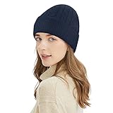 [SooPii] ニット帽 レディース ビーニー ワッチ 無地・ケーブル編み・防寒保温・伸縮性・柔らかい ビーニー 帽子 ワッチキャップ ボーダーニット おしゃれ 防寒 秋 冬 通勤・通学スポーツ・ランニング・アウトドア・旅行・登山・スキー (ネイビー)