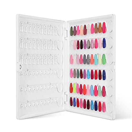 JASSINS 50 Pcs Nail Swatch Sticks with Ring and Numbered Tips - Clear Fan-shaped Display for Nail Art Polish Practice