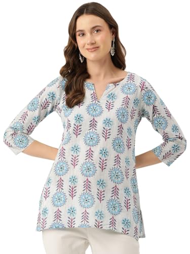 Image of feranoid Designer V-Neck Short Straight Kurti with 3Quarter Sleeves