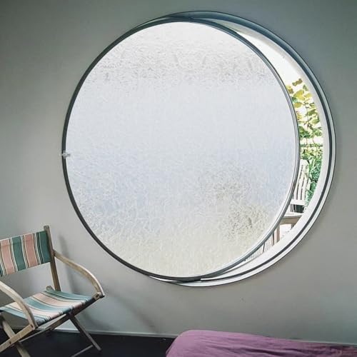 TWHZSAI Ventana abatible Redonda de Vidrio Templado con manija, Ideal para baño, Sala de Estar, Cocina y decoración del hogar, Color Negro, 2,40 cm/15,7 Pulgadas