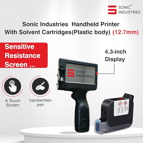 SONIC INDUSTRIES 12.7mm Portable Handheld Thermal Inkjet Printer Plastic Body with Sonic Premium Solvent Cartridge Designed for All Manufacturing... - Image 2