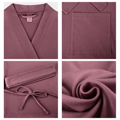 Image of U2SKIIN Womens Robes, 100% Cotton Lightweight Robes 3 /4 Sleeves Kimono Knit Soft Loungewear Short Bathrobe