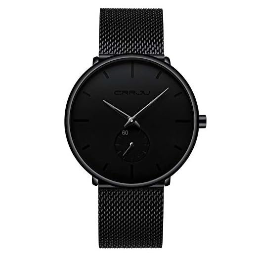 Mens Watches Ultra-thin Minimalist Waterproof-Fashion Wrist Watch for Men Unisex Dress with Stainless Steel Mesh Band-Black Hands