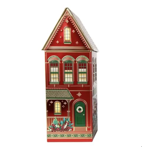 The Silver Crane Co Winter Festive Houses Speculoos Cookies, 345g (Speculoos House Cookies in Red Tin)