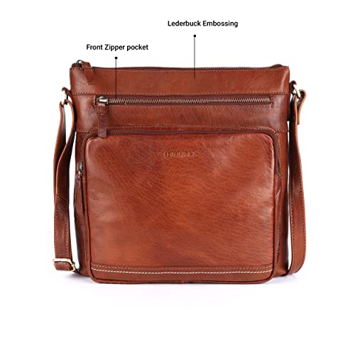 Olga Women's Extra-Large Genuine Leather Crossbody Purse – Soft Triple-Zip Shoulder Bag4