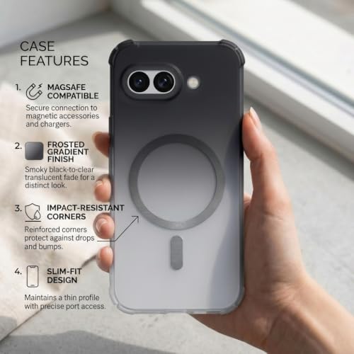 Image of amazon basics Paper Luxury Thin Case Cover for Google Pixel 9A | Matte Finish | Gradient Case, Shaded Color | Compatible with magsafe | (Blue White, Google Pixel 9A)