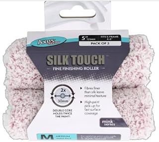 Axus Decor Paint Roller Sleeve - 5 Inch - Finer Fiber - 2 Pack Medium Pile, for Professional & DIY Projects, Suitable for Smooth & Slightly Textured Walls or Ceilings, Compatible with Mini Frame,Mink