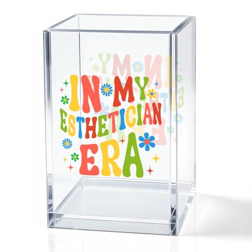 Image of In My Esthetician Era Acrylic Cosmetic Holder, Funny Makeup Brush Organizer Gifts for Cosmetologist Makeup Lover Women Girls, Makeup Artist Christmas Birthday Gifts for Daughter Niece Sister BFF