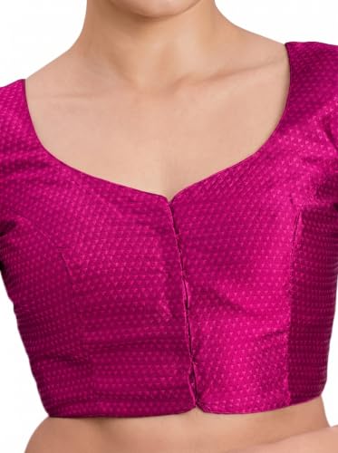 Image of Studio Shringaar Women's Brocade Half Sleeve Bright Readymade Saree Blouse