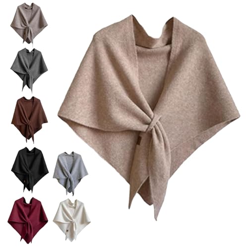 Biohofer Unifarbener Damenschal, Damen Schal Aus Wollmischung In Volltonfarbe, All-Match-Dreiecksschal Umhang Poncho-Pullover, für im Frühling und Sommer, 8 Farben Passend (Khaki,180*120cm)
