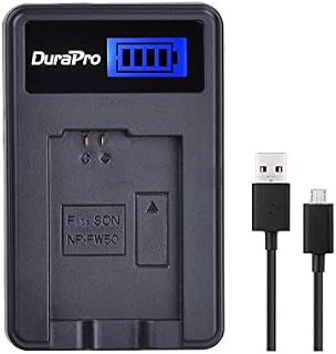 DuraPro Rapid Sony NP-FW50 LCD USB Charger for Sony NEX-5 NEX-5R NEX-5N NEX-3 NEX-3N NEX-7 NEX-C3 Alpha DLSR A33 DLSR A55 A7 A7R RX10 A7r II A7s II A7 II A7 II A7r A7s RX10 II