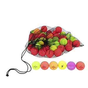 Clean Green Golf Balls 24 Pack Recycled Used Matte Colored Balls – Brand Name Bulk Mix – Good Condition Graded Ball – Includes 24 GolfBalls and Mesh Carrying Bag