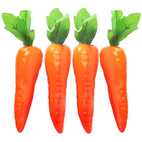 Eiarrnp 4 Pcs Artificial Fake Vegetables Carrots Decor - Faux Lifelike Simulation Plastic Carrot for Home House Kitchen Party Decoration - Artificial Vegetable Fake Carrots