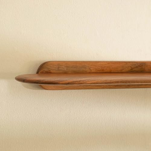Image of Ellementry Slim Wooden Wall Shelf for Living Room, Bedroom & Hallway | Mango Wood Decorative Floating Shelf for Home Decor & Storage