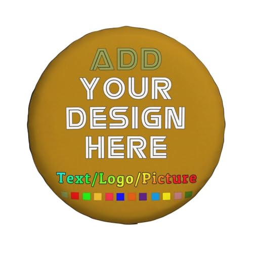 Image of Custom Spare Tire Cover 14-17 Inch, Personalized Universal Wheel Cover Add Your Own Photo Text Logo Waterproof Dust-Proof Tire Covers Protectors for Trailer Truck SUV Universal, DarkGoldenrod