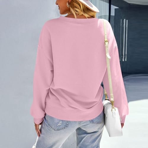Image of Women Crew Neck Sweatshirts Fall Casual Oversized Sweat Shirts Long Sleeve Cute Preppy Sweatshirt Comfort Pullover