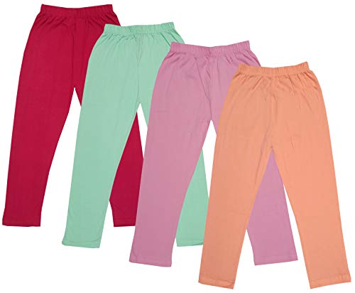 Image of IndiWeaves Girls Super Soft Cotton Solid Capri Pants (Peach, Light Purple, Sea Green, Magenta, 4-5 Years) Pack of 4