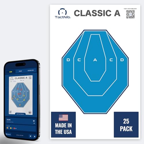 TactNib - IPSC MINI - USPSA Licensed Paper Targets - 12 x 18 Inches - Made in USA - 25 Pack - PN P01C01-025T - Free Mobile App