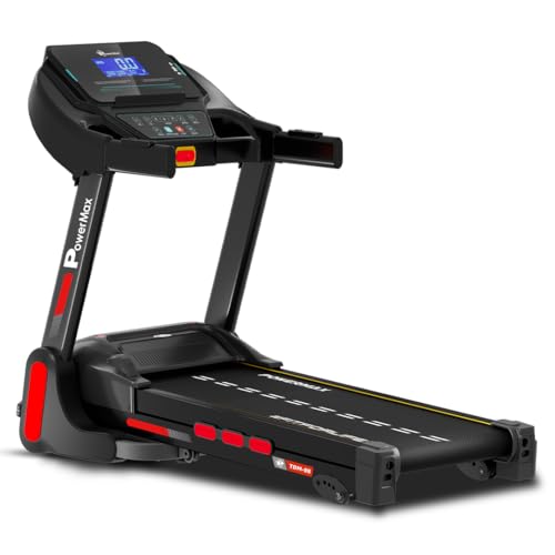 Image of PowerMax Fitness TDM-98 4HP Foldable Motorized Manual Incline Treadmill for Home Use, 110kg Max User, Max Speed-10kmph, Preset programs, Heart Rate Sensors, AUX, Speaker, USB, LED Display,Black