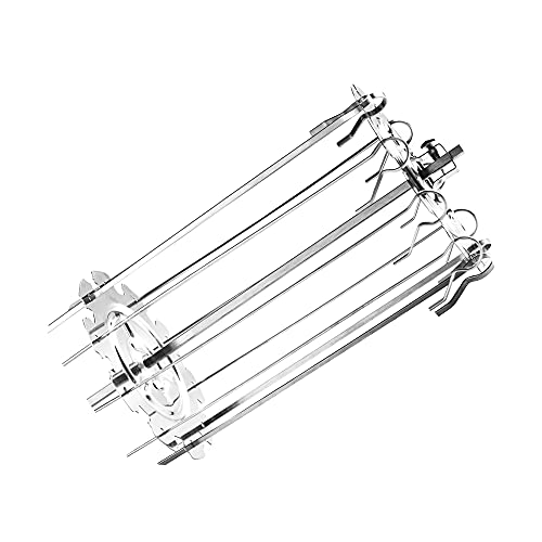 N / B Rotiseur en métal Rotisserie Brochettes Bâtimeuse à Aiguilles, Cage de Barbecue en Acier Inoxydable, kit de fourches tournantes, sans Tige Centrale, pour la Viande végétale